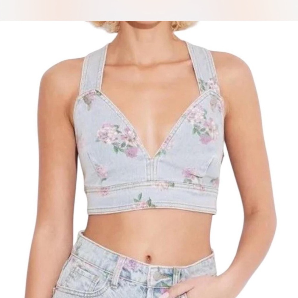 Wild Fable Purple Gray Fitted Crop Tank Top